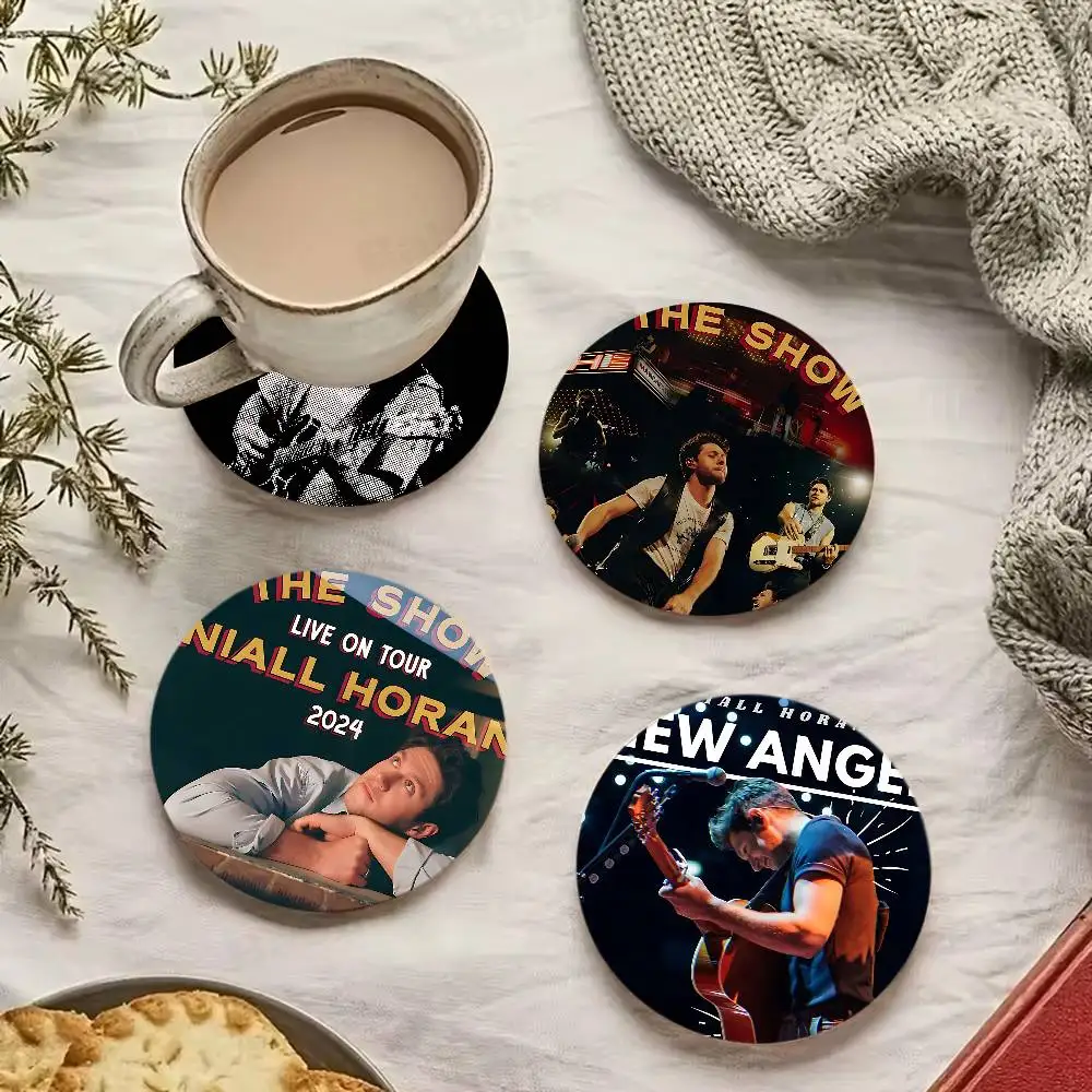 N-Niall H-Horan Pop Singer Wood Coaster Set - Heat Resistant for Tea & Coffee, Home Cafe Decor Holiday Gift