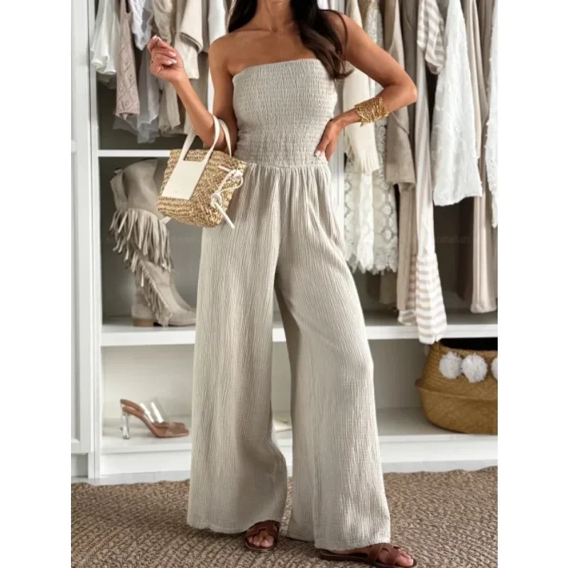 S-XXL レディースファッション 無地 ワンカラー ロングジャンプスーツ エレガント レディース カジュアル ポケット ウエスト 快適 ジャンプスーツ