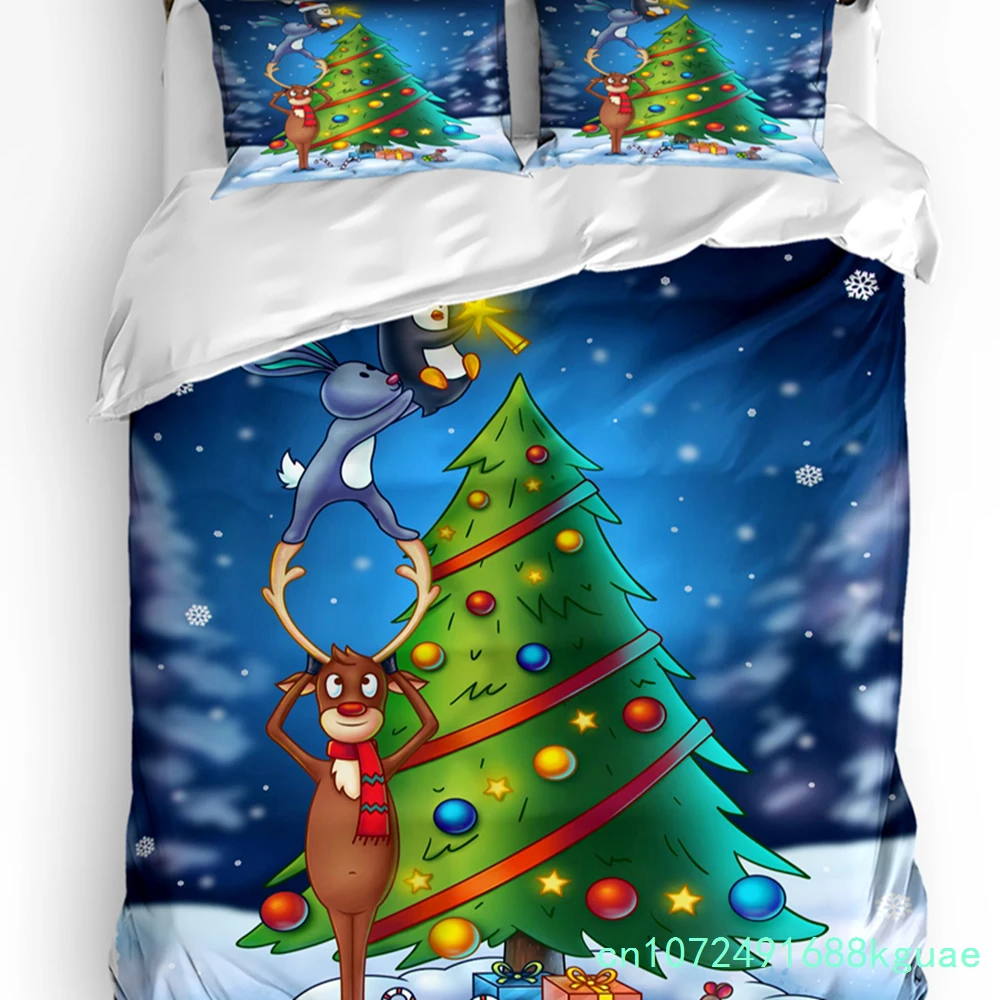 3pcs Bedding Set Christmas Tree Decorations Home Textile Duvet Cover Pillow Case Boy Kid Teen Girl Bedding Covers Set