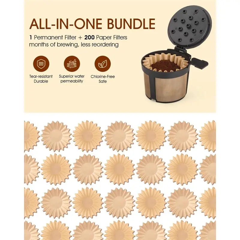 

INLIG-Coffee Filter For Ninja PB051 / PB040 / PB041ST - For Ninja Pods & Grounds Coffee Maker W/200PCS Disposable Filters