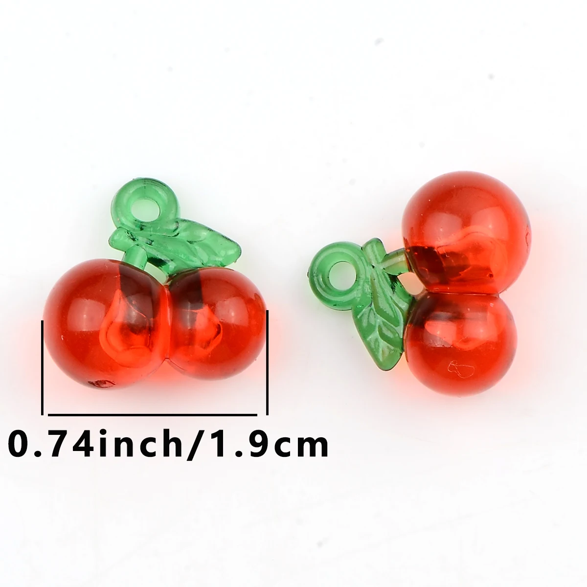 15PCS Cartoon red cherry shaped Acrylic beads creative hand-paint fruit beads for jewelry making DIY phone chain&Pen Accessories