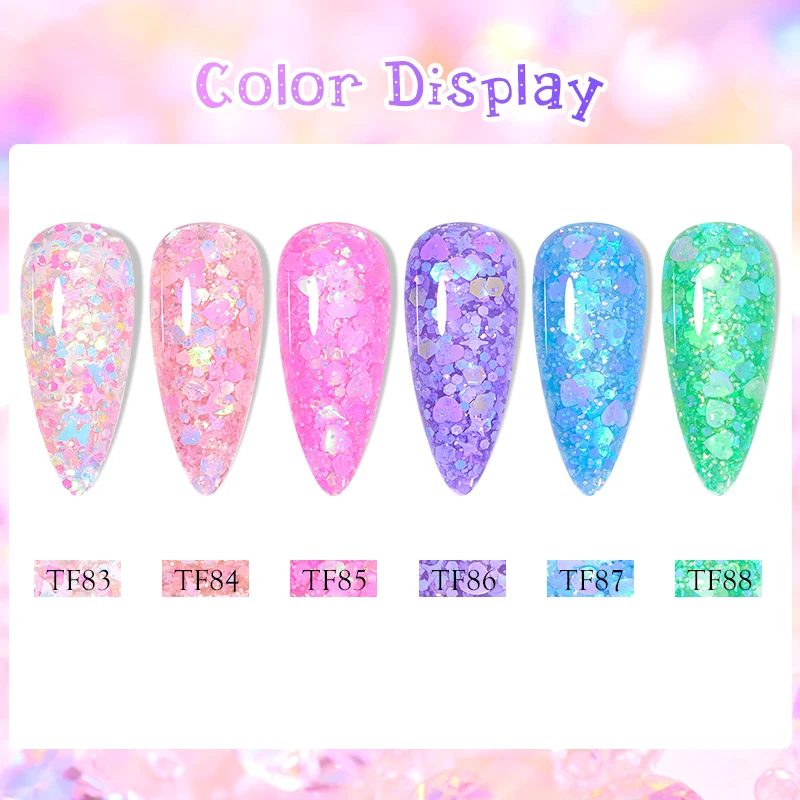 8ML Macaron Glitter Sequins UV Gel Nail Polish Shiny Spring Summer Color Semi Permanant Soak Off All Manicure Nail Art Varnish