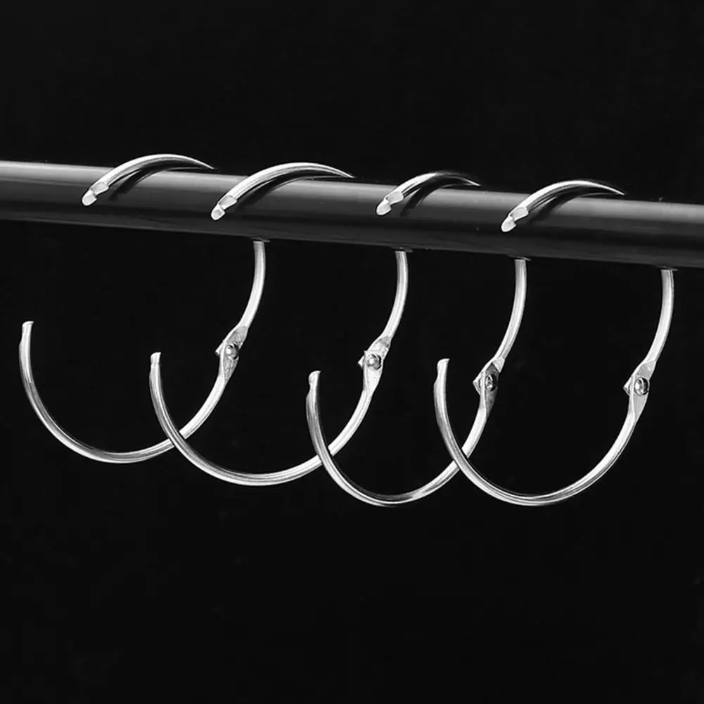 Smooth-operating Shower Curtain Hooks 10pcs Metal Shower Curtain Rings O Shape Hooks for Bathroom Curtains Anti-rust Shower