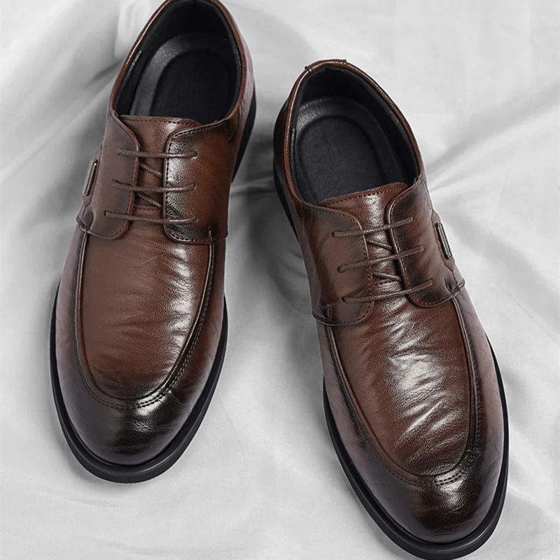 

Мужские деловые кожаные туфли для официальных мероприятий, уличные кожаные туфли с ретро-узором и шнуровкой, для мужчин