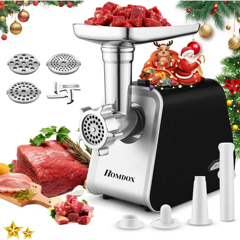 

Electric Meat Grinder 2000W, Sausage Grinder with 3 Grinding Plates and Sausage Stuffing Tubes for Home Use &Commercial