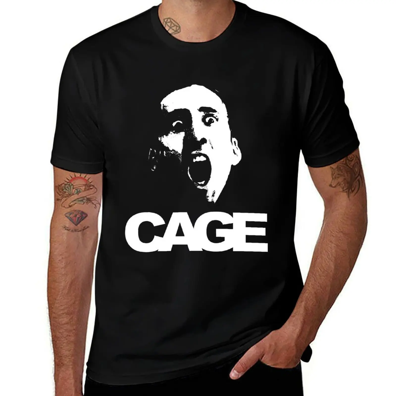 

Nicholas Cage stencil with text T-Shirt man t shirt croswit shirt man funny gifts funny costumes t shirts men