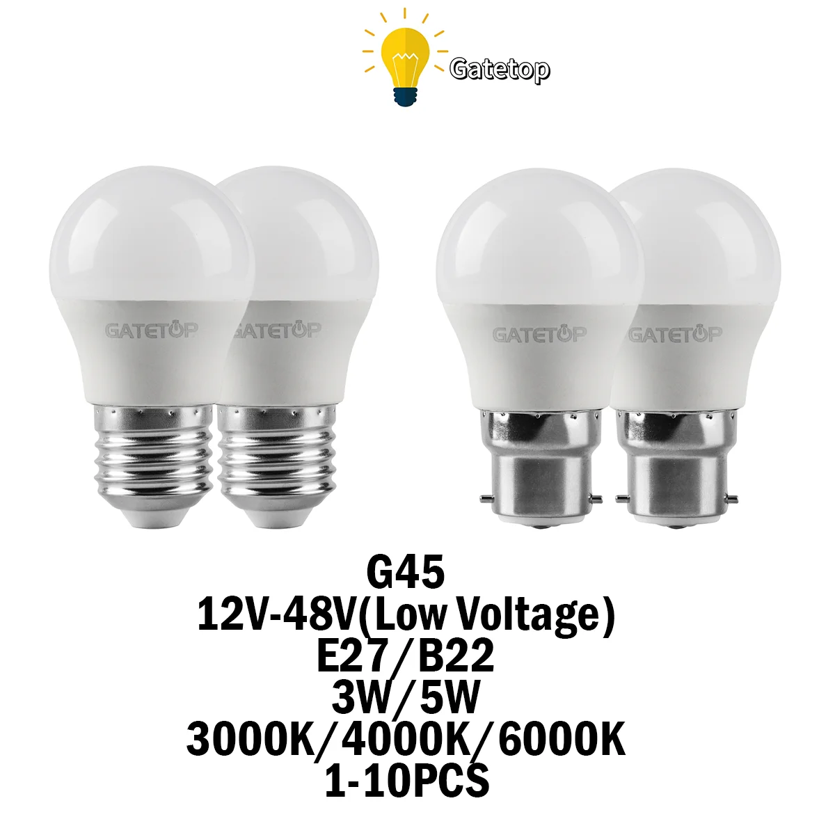 LED Low Voltage Bulb G45 AC/DC12V-48V E27 B22 High Lumen 3000K/4000K/6000K Light 3W/5W for Home and Other Interiors Lighting