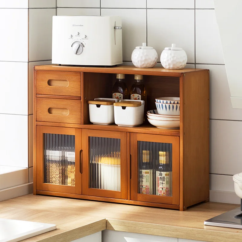 

Multi-Functional Kitchen Storage Ra Spice Organizer Layered Bamboo elf Countertop Utensils Arrangement Home Organization