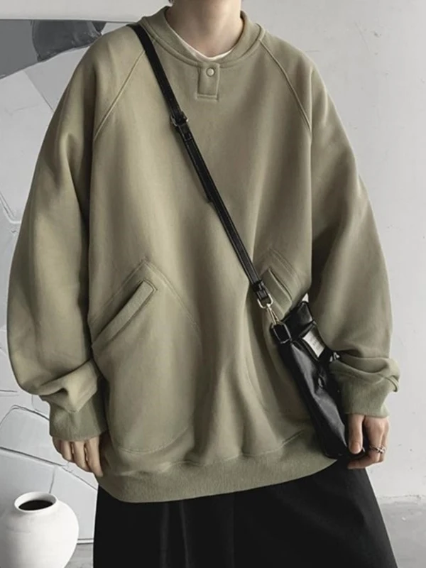 

ex Large Size 300 Pou American Lazy Sle Sweatirt with Double kets Long Sve Baseball Collar Spring Autumn Clo...