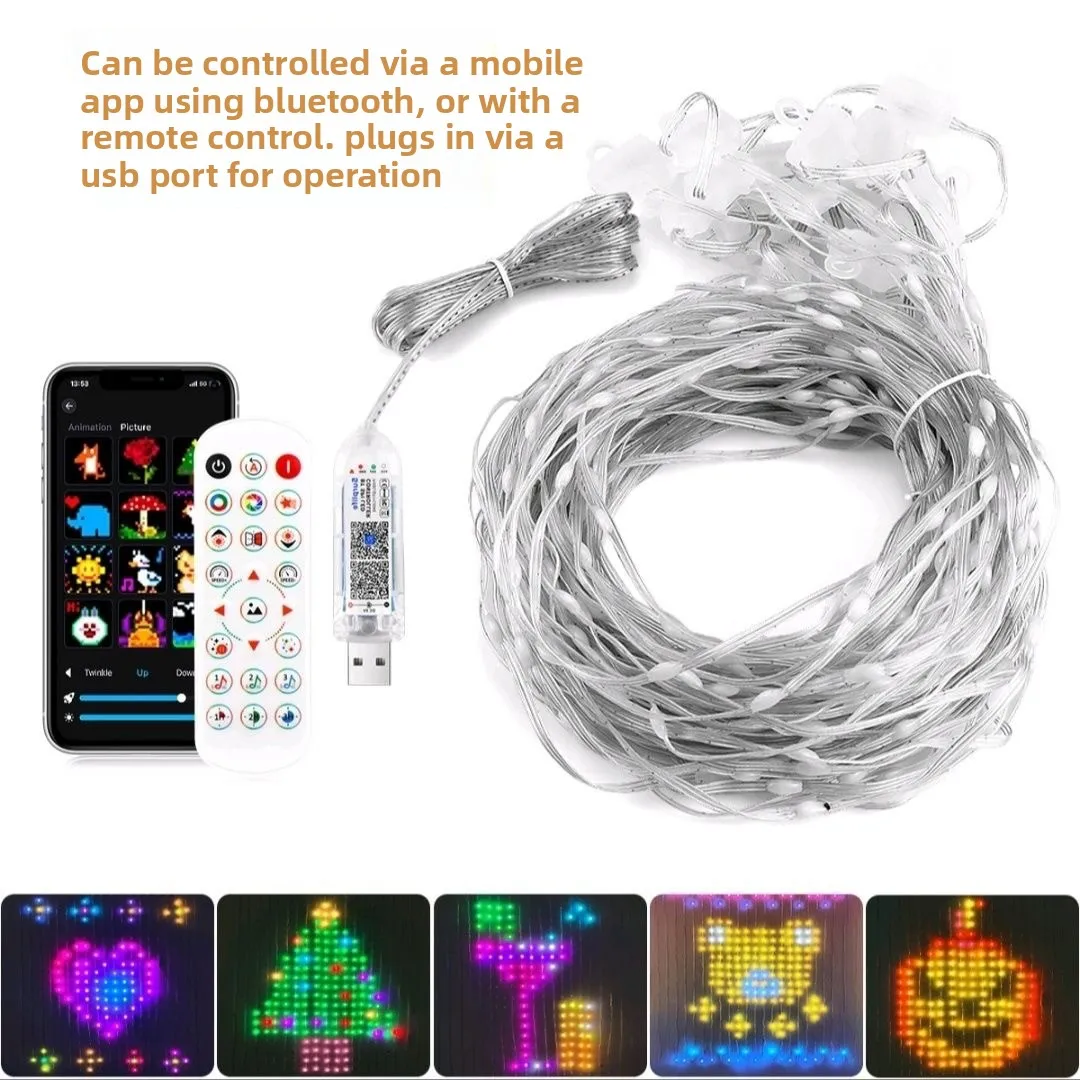 

Intelligent wireless Bluetooth remote control curtain lights, free control small colored lights for parties/holiday celebrations