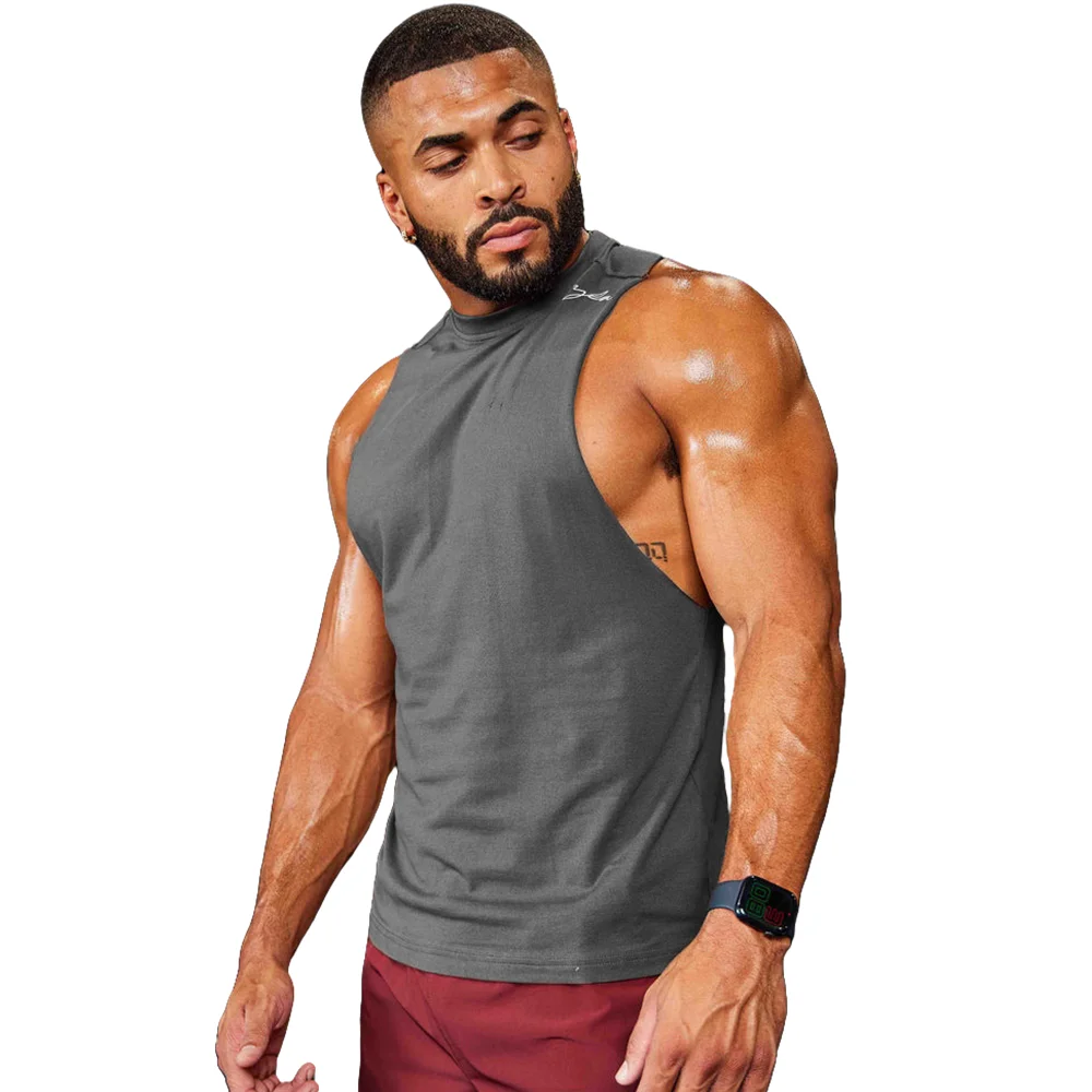 Cotton Bodybuilding Tank Tops Men Gym Fitness Sport Sleeveless Shirt Male Casual Stringer Singlet Vest Summer Training Clothing