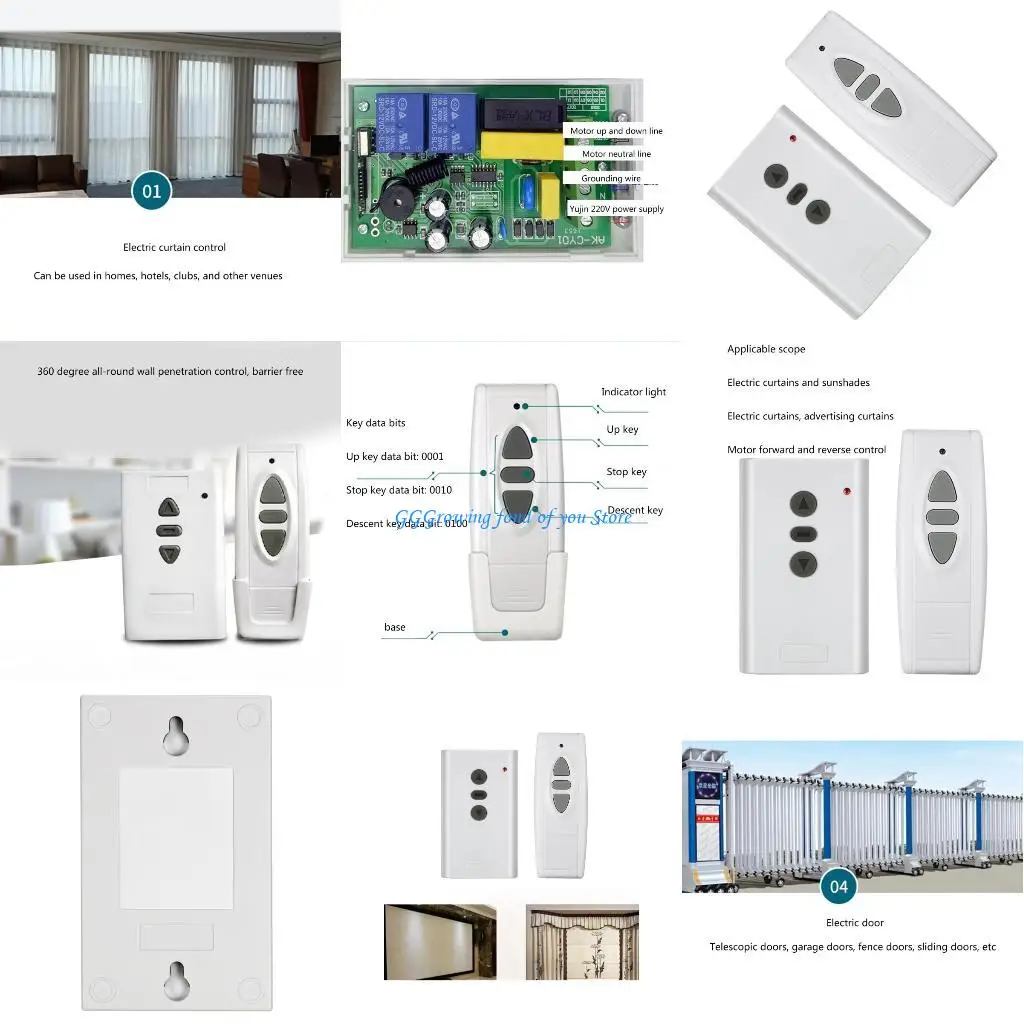 H9EB Remote Control Switches Garage Door Window Curtain Controller Wireless 100m Ranges for Cranes up down Projector Screen