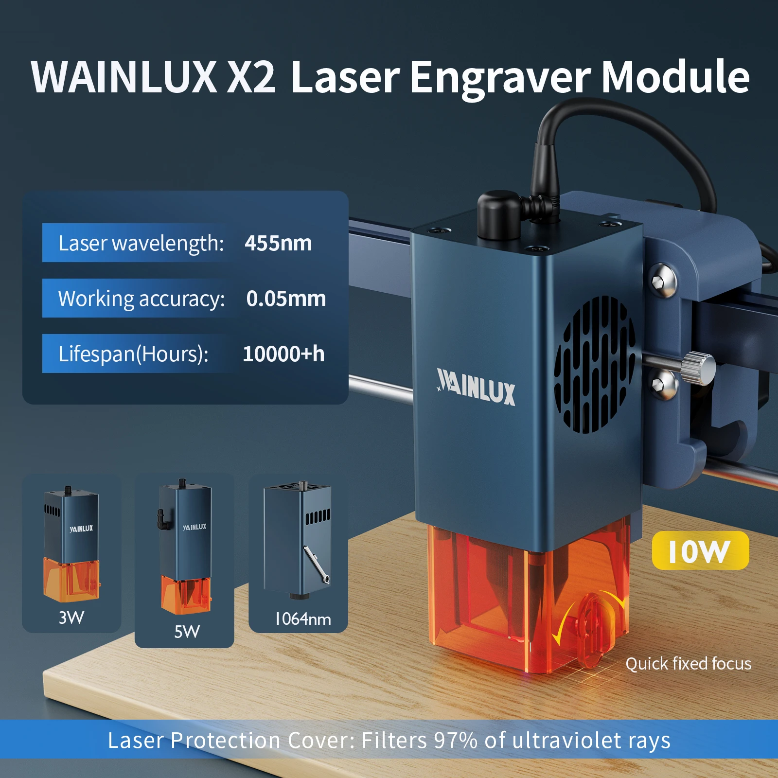 WAINLUX X2 double graveur Laser pour métal 1064nm Laser infrarouge avec Diode 5W 10W pour gravure sur bois zone de sculpture 15x20cm