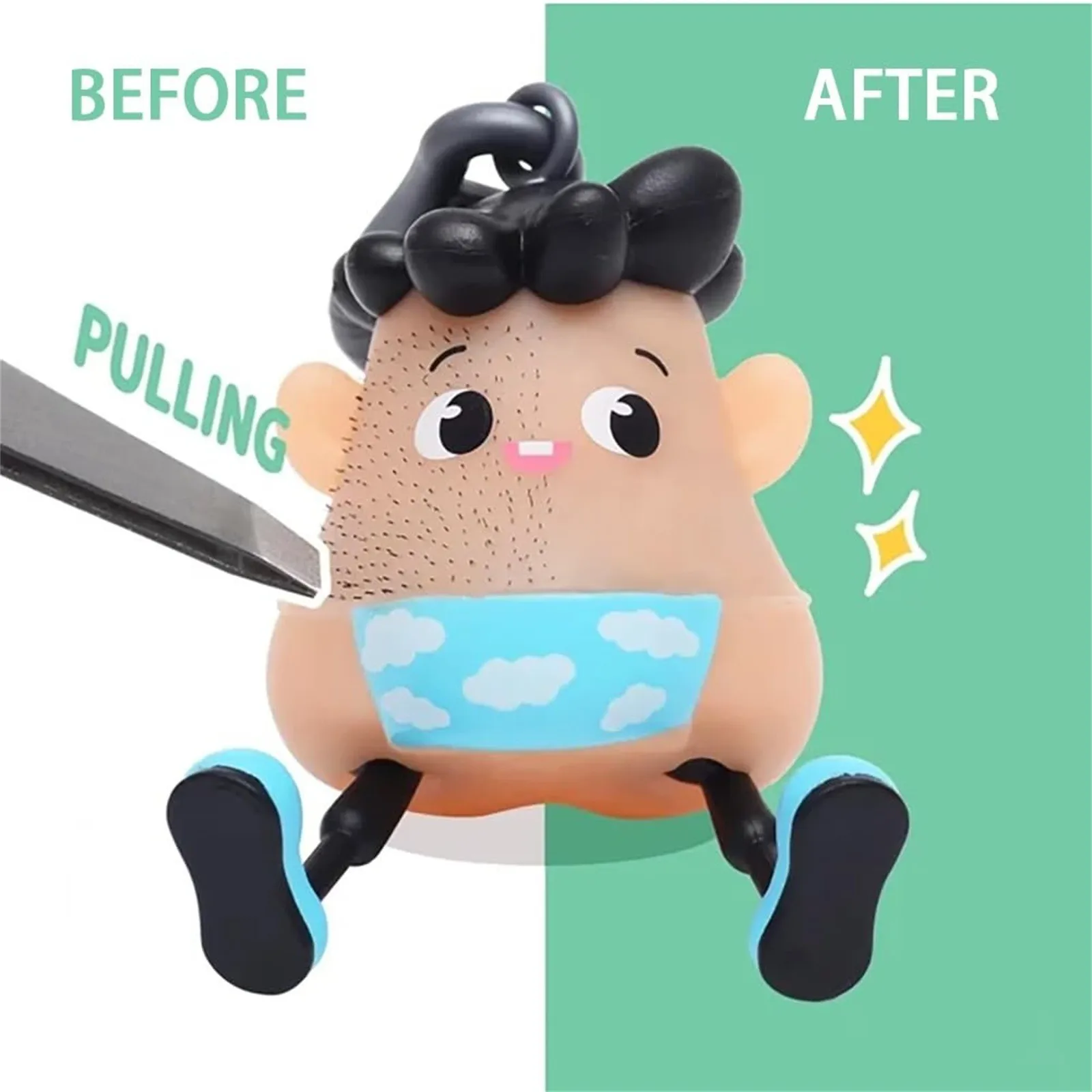 Novelty funny Plucking Blackhead Cartoon character toys Pulling Hair Beard Skin Picking Keychain Pimple Anti Stress Adults Gift