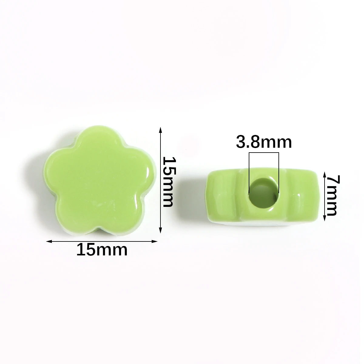 30Pcs/bag 15mm Acrylic Solid Color Loose Flower Beads Jewelry Accessories Bracelet Necklace Earrings Mobile Phone Chain Making