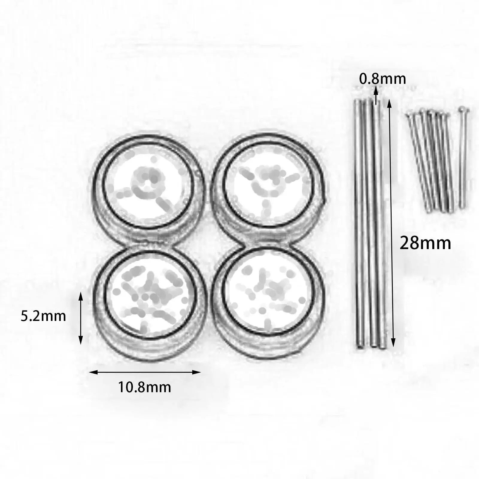 Replacement RC Tires with Wheel Rim 1/64 Alloy Car Accessories for Touring Model Durable Spare Parts