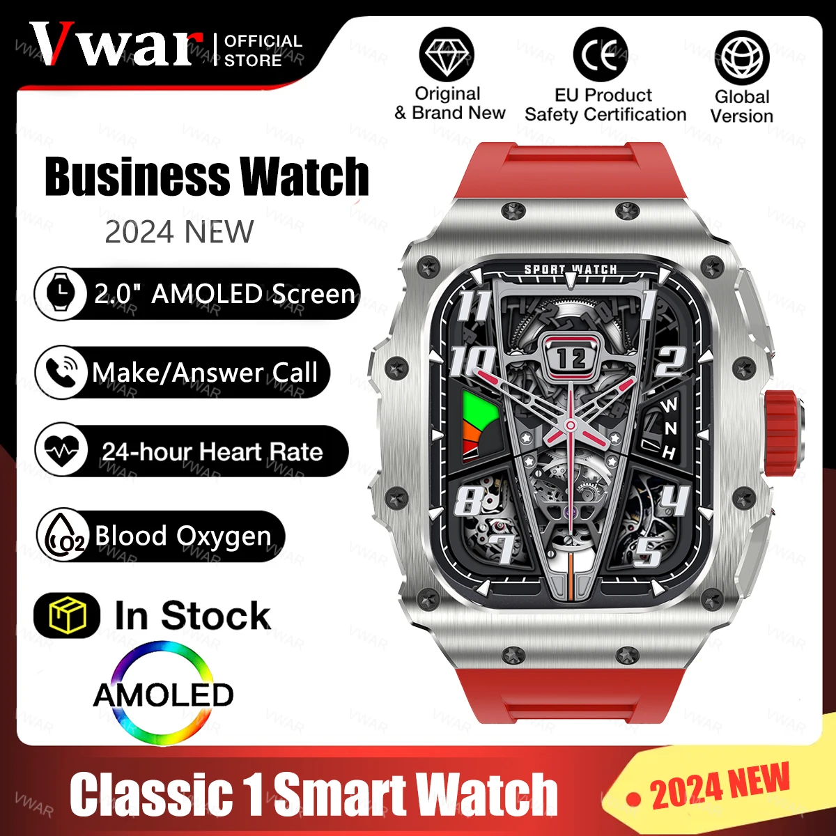 

2024 NEW Business Smart Watch VWAR TANK M3 Pro AMOLED AOD Bluetooth Call Men's Smartwatch IP68 Waterproof Blood Oxygen Watches