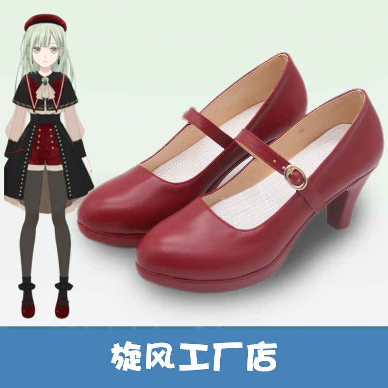 Anime Wakaba Mutsumi Ave Mujica Cosplay Shoes Red High Hill Shoes Women Men Halloween Role Play Shoes Prop