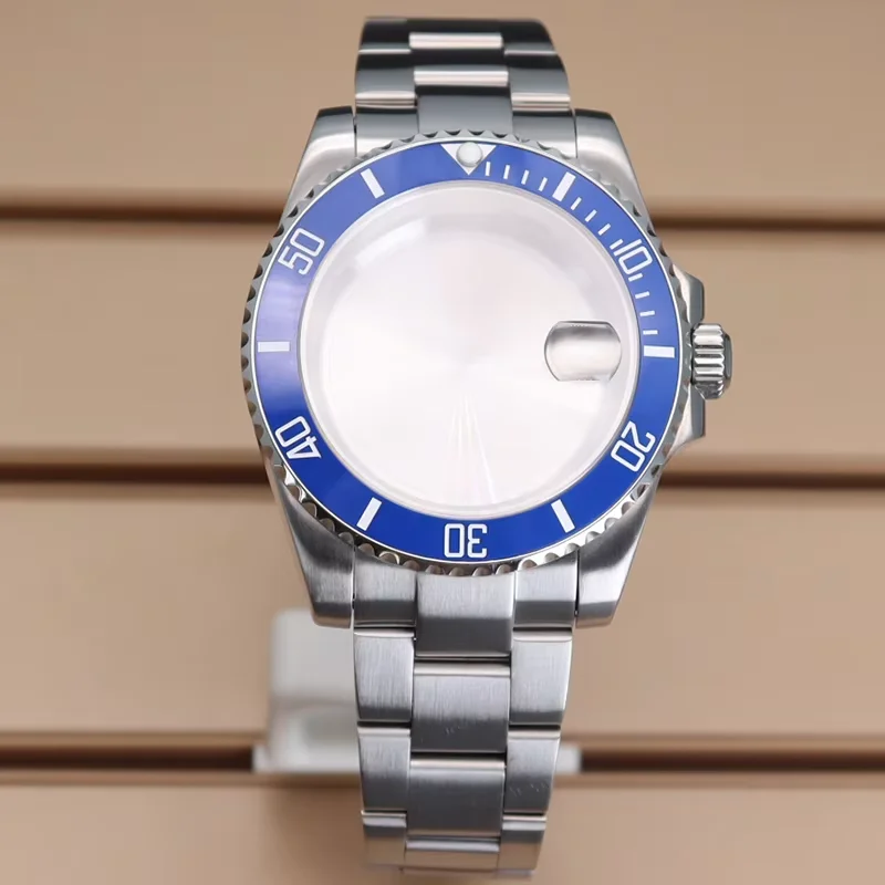 

NH35 Watch Case 40mm Men blue Ceramic Bezel Accessories fit Seiko NH35 NH36 38 Movement Hot Sale Ring Sapphire Glass Watchband