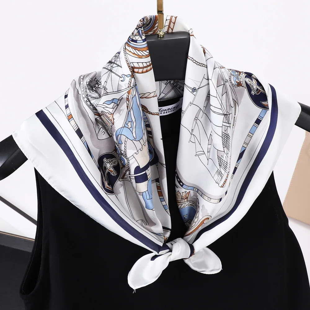 Womens Spring Fall Scarf 2025 Square Scarf Versatile Neckerchief Hair Scarf Bag Charm Silk Like Feel
