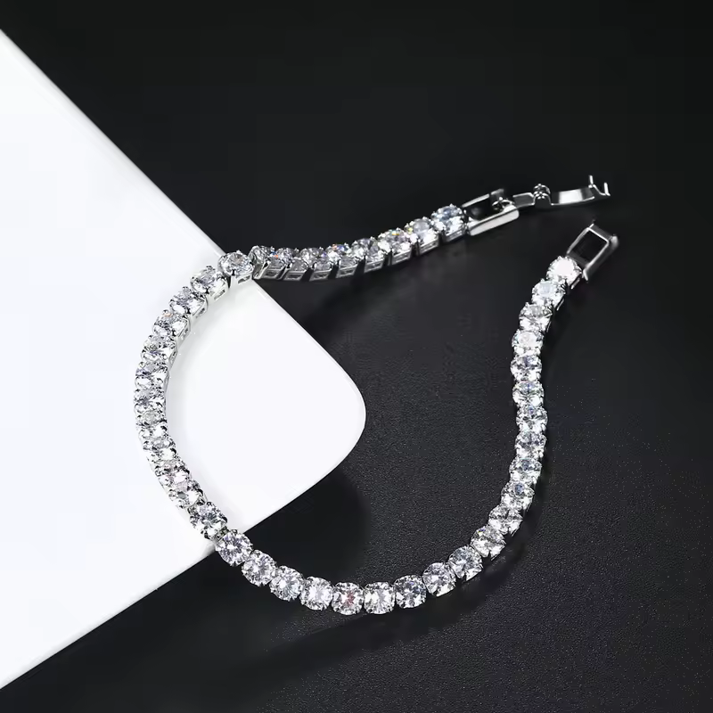 Women's Fashion 4mm Zirconia Tennis Bracelet Crystal Charm Designer Thin Chain Wedding Jewelry - Image 6