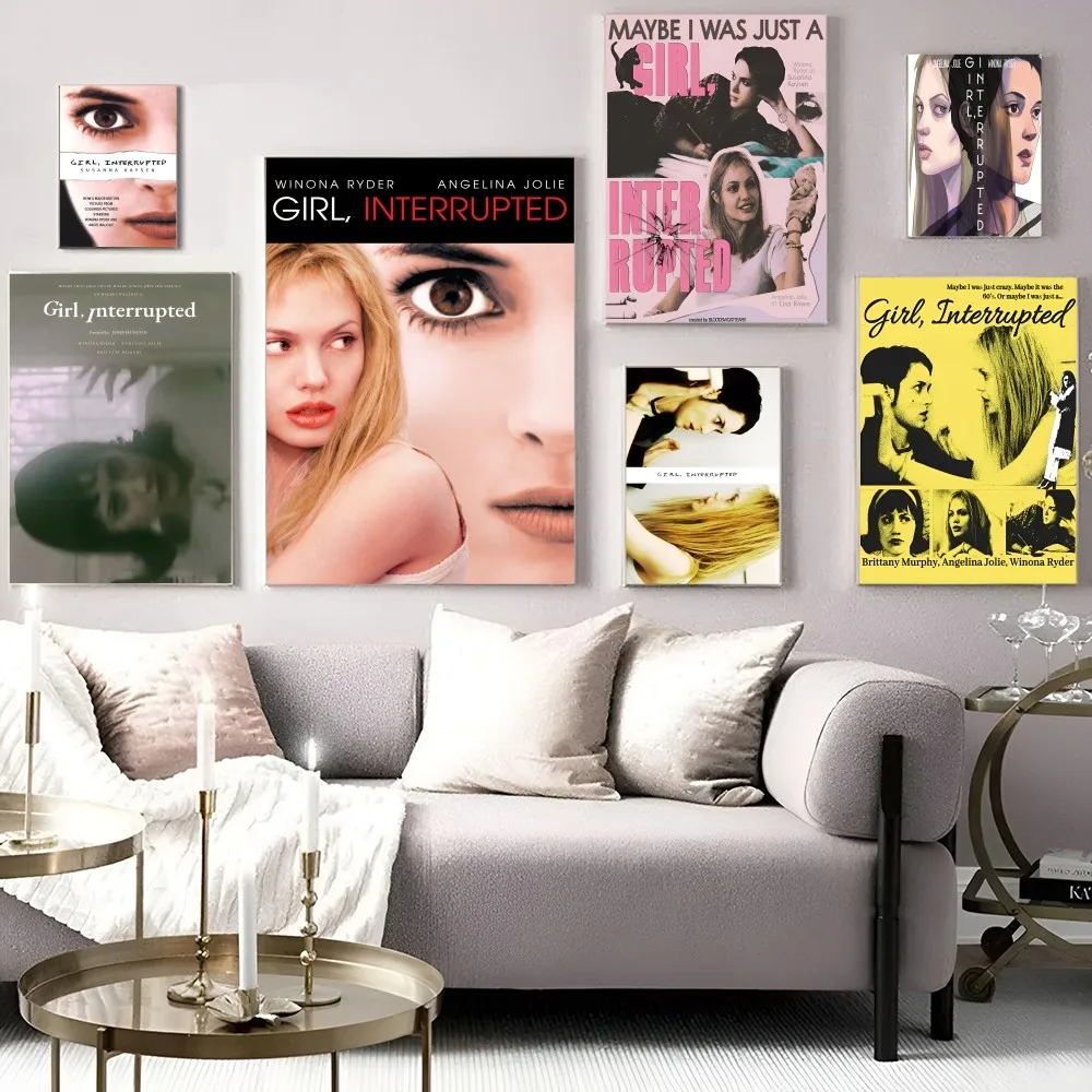 Pósteres clásicos Vintage de película interrumpida para niña, pintura decorativa, arte de pared, papel Kraft blanco, decoración de habitación Kawaii