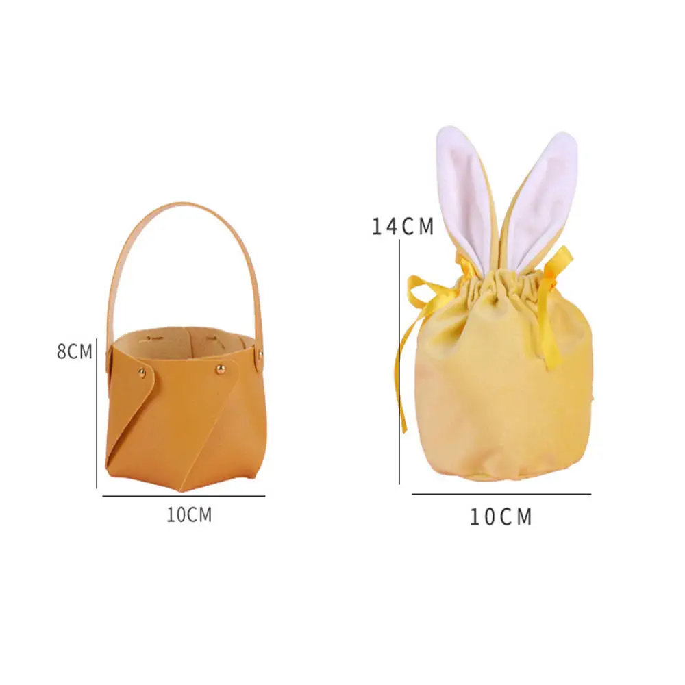 2023 Easter Gift Wrapping Bunny Tote Rabbit Ears Basket Split Leather Portable Party Gift Box Packaging Colorful Egg Box Candy