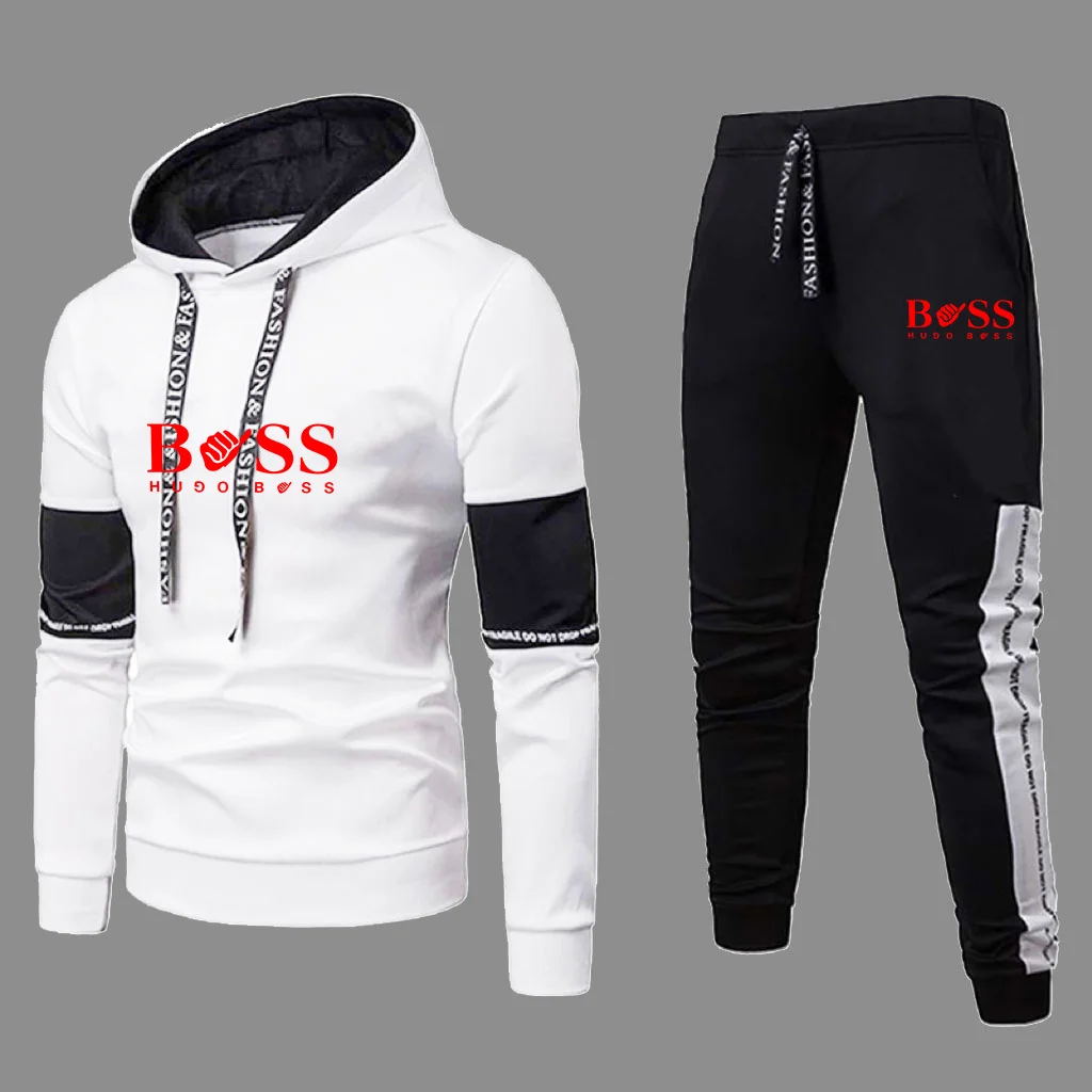 2024 Men\'s Spring and Autumn Luxury Brand Printed Sports Set Casual High Quality Hoodie Pullover+Pants 2-piece Men\'s Fashion Set