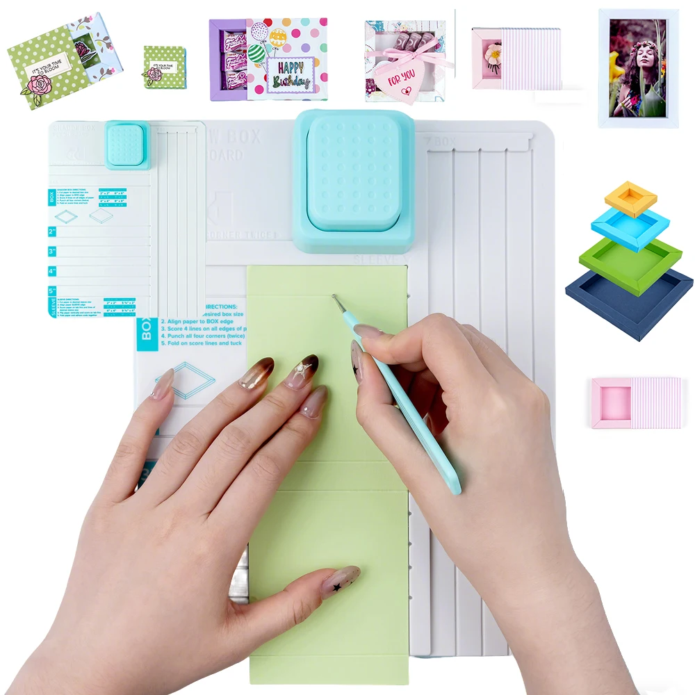 

Shadow Box Punch Board and Scoring Tool for Custom Shadow Boxes/sleeves Popup Card Making & Gift Wrapping Beginner-Friendly Tool
