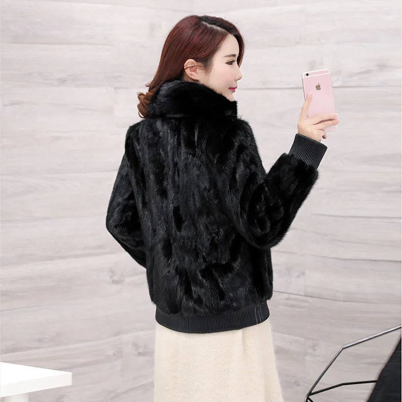 winter women new pieces 2023 of mink fur coat jacket short