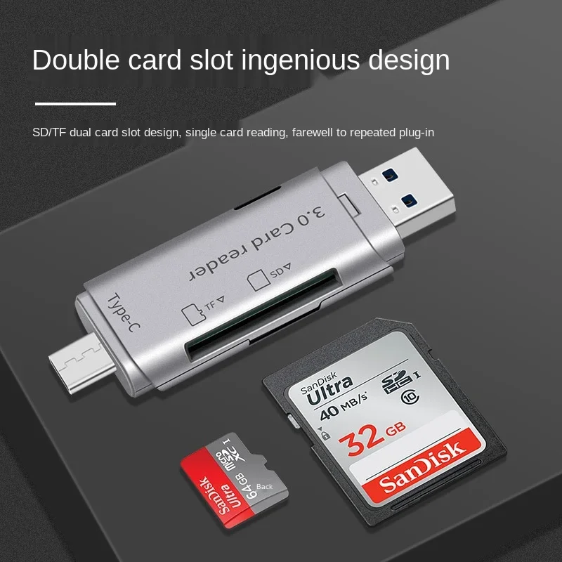 Multi Function Two In One Double Head Type-C Card Reader SD TF Card USB 3.0 Notebook Computer Mobile Phone OTG