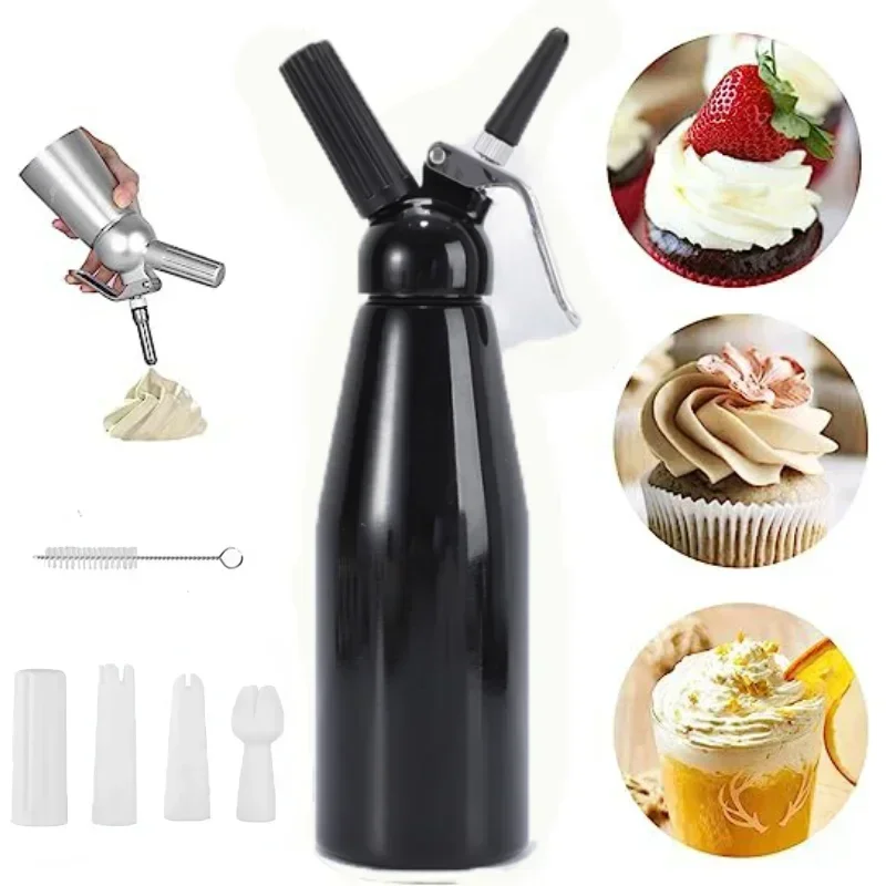 1000ml Cake Whipped Cream Gun Dispenser Canister Cake Milk Tea Coffee Bakery Dessert Tool Gas Siphon Baking Decoration Tool