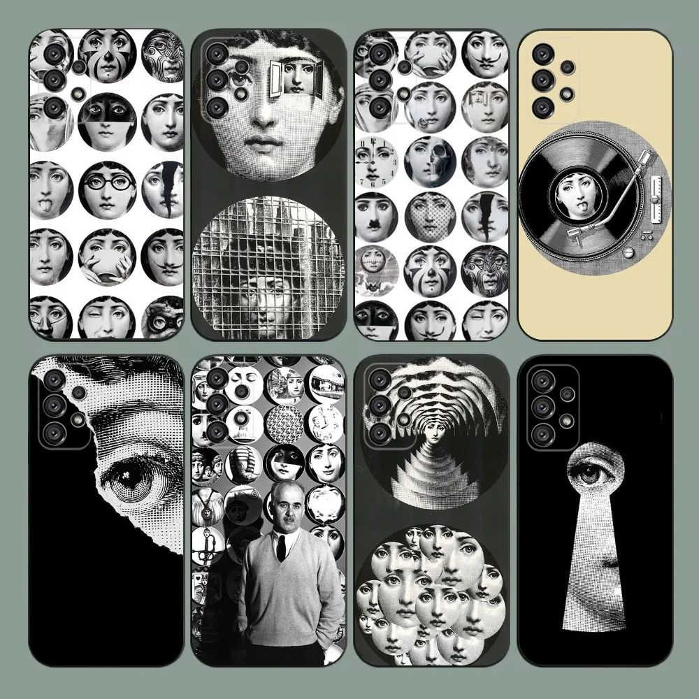 Etui na telefon Face Art P-Piero F-Fornasetti do Samsung Galaxy A20, A21s, A22, A31, A32, A52, A53, A72, 73, A80, A91 Miękka czarna obudowa