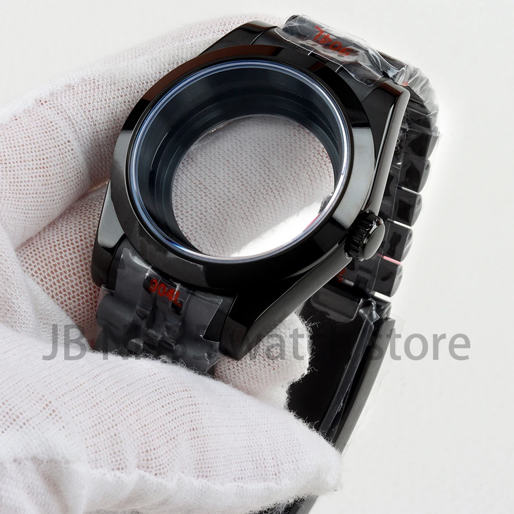 Black 36mm/39mm Watch Case 20mm Strap Stainless Steel Oyster/Jubilee Bracelet for Datejust 28.5mm Dial NH35 NH36 Movement