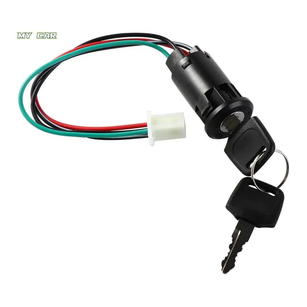 

Male Plugs Motorcycle Ignition Switch 2 Keys ON/OFF Wires ATV Ignition Key Switch Electric Scooter Power Lock Scooter Quad