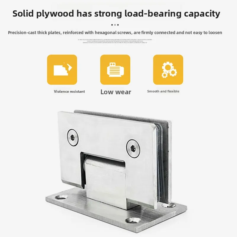 

Stainless Steel 90 Degree Frameless Glass Door Hinge Clip Bathroom Shower Room Glass Clamp Flat Fixture