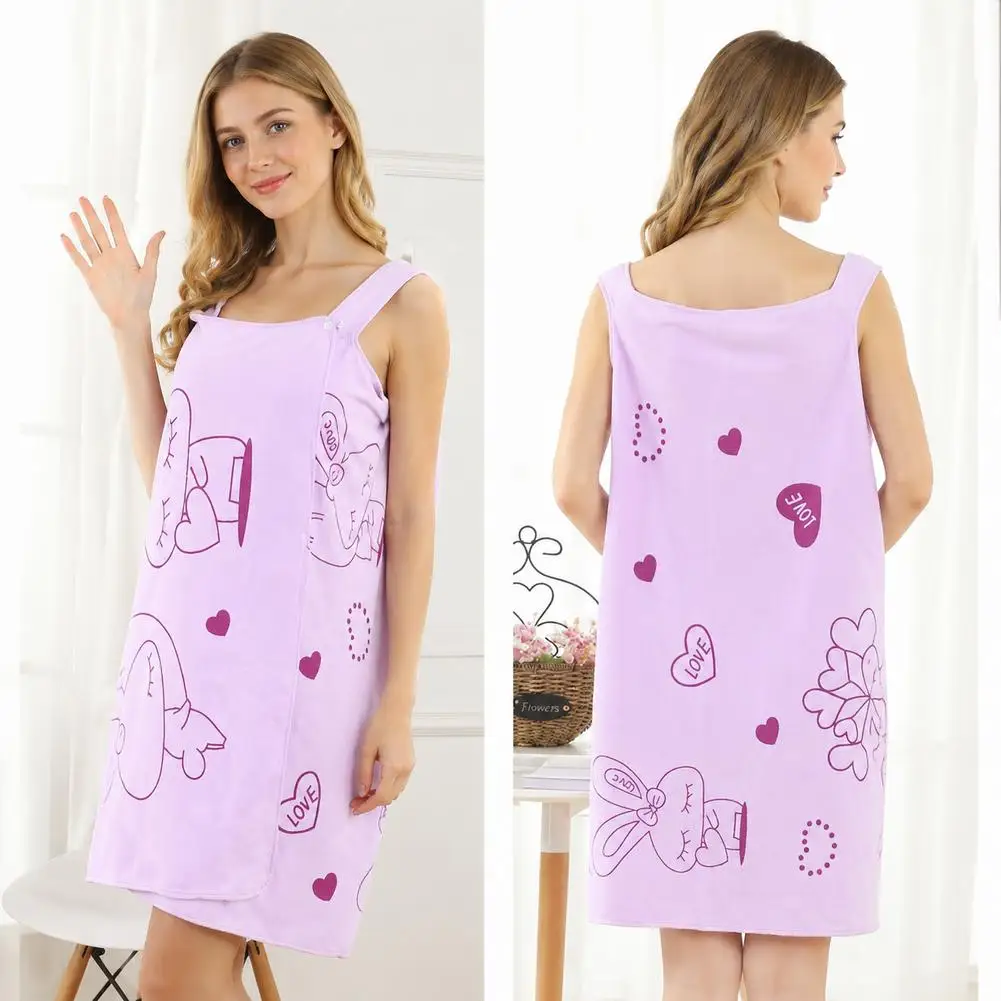 Women's Oversized Towel Dress Cute Summer Lightweight Microfiber Bathrobe for Girls & Adults Sleeveless Home Loungewear 1pcs