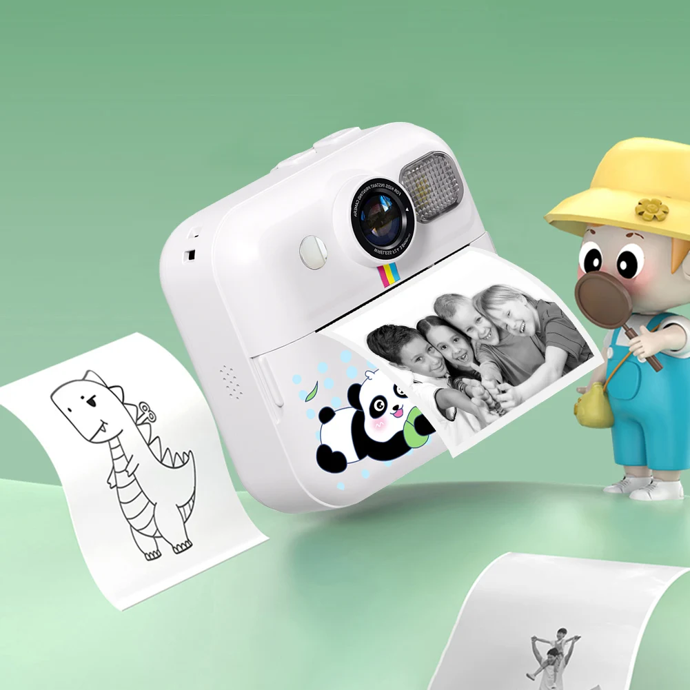 Kids Mini Instant Print Camera with 3 Rolls Print Paper Child Digital Camera Digital Photo Camera Toy for Girls Boys Aged 3-12