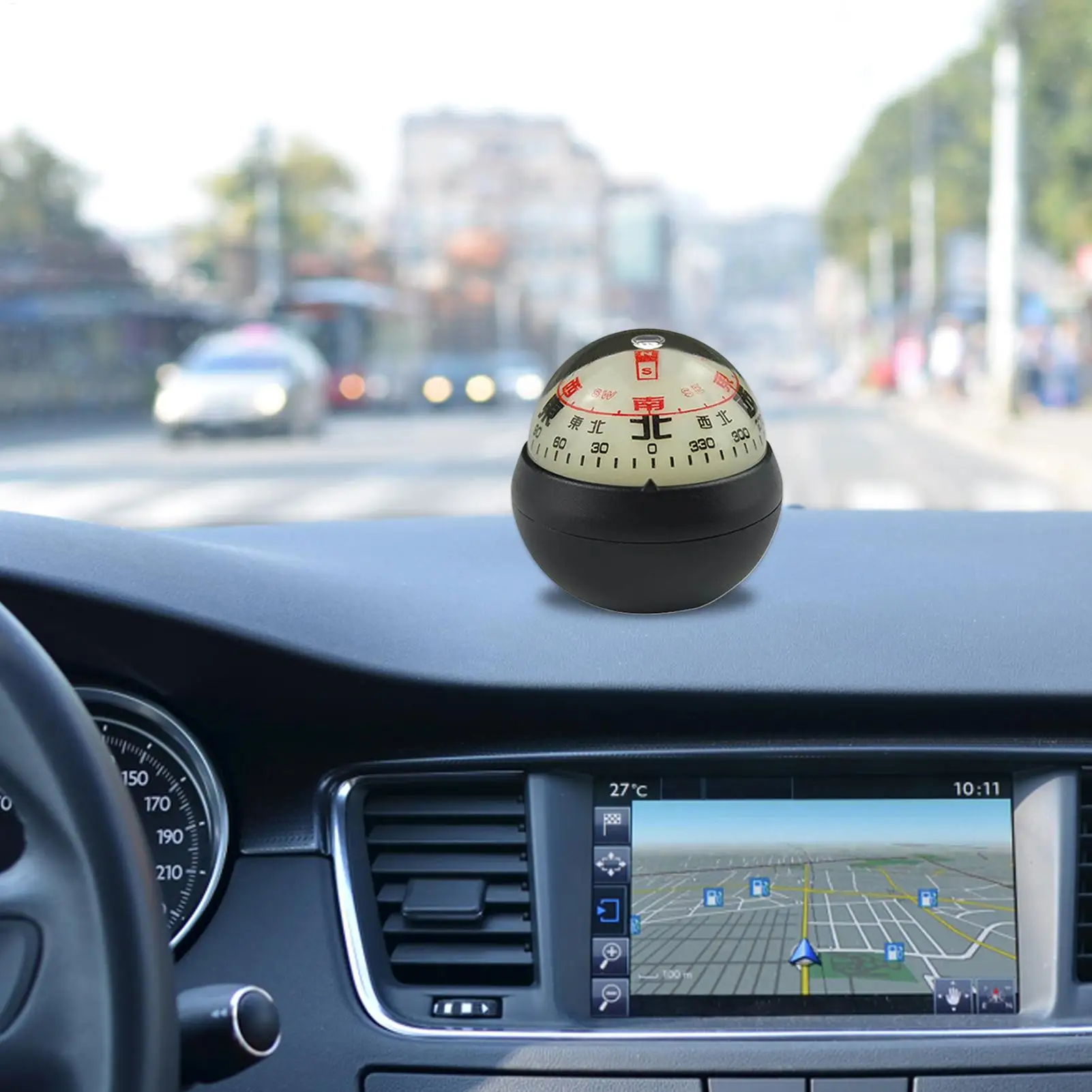 Ball Compass For Car Dashboard Luminous Design Double Dials Adjustable Compass Ball Cars Boats Vehicle Outdoor Navigation Hiking
