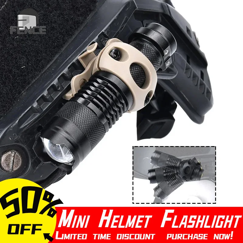 

Telescopic Zoom Fast Helmet Light 100Lumens Hunting Military Helmet Lamp Strobe LED Mini Scout Light Hat Clamp Holder Camping