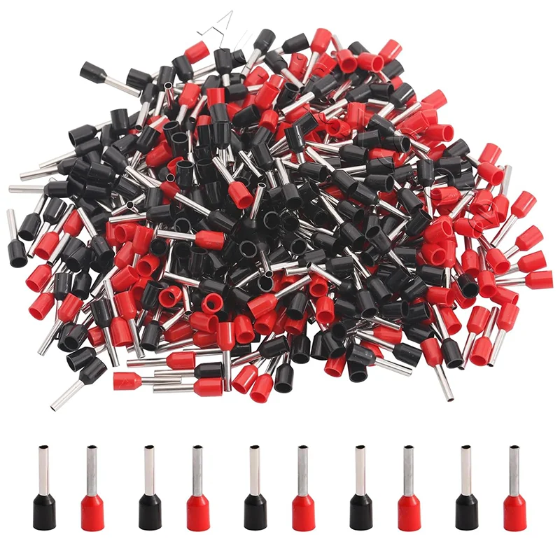 

2000 PCS AWG 24/0.3mm² Wire Ferrules Insulated Copper Crimp Connectors, Crimp Pin Cord End Terminals, Red black