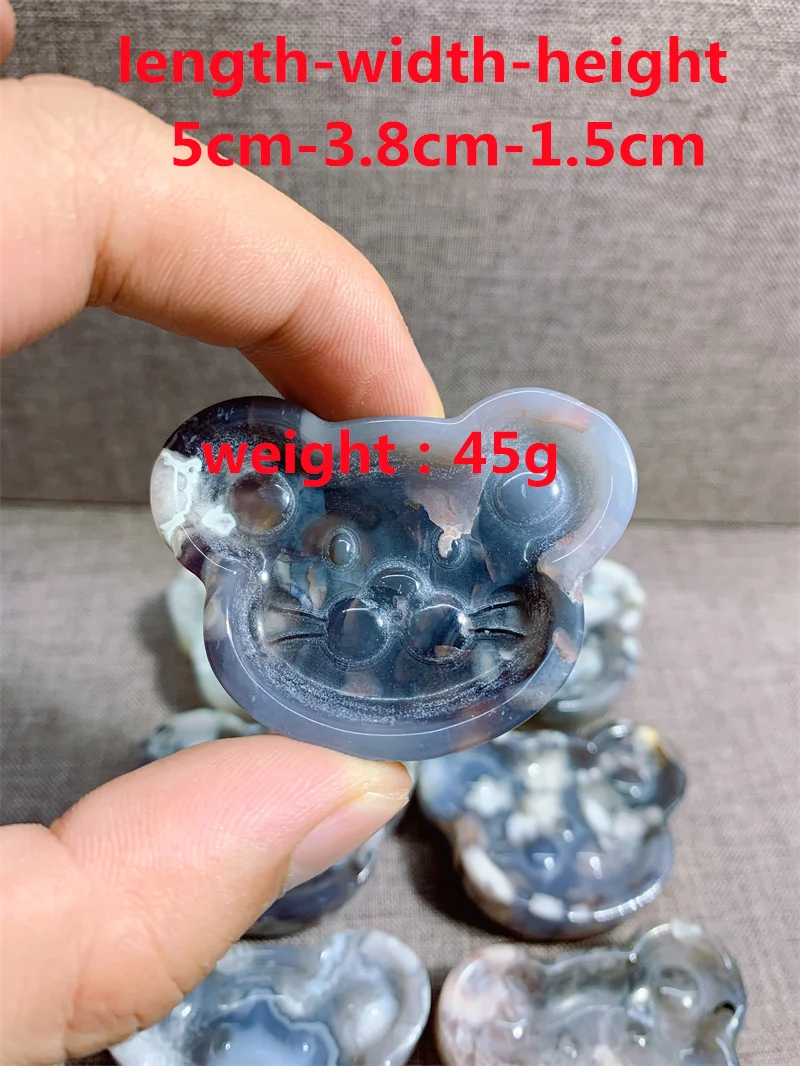 Natural Dark Color Flower Aagate Cat bowl Carving Crystal Mineral Madagascar HealingTower Palm Workmanship Ornament Carving Chip