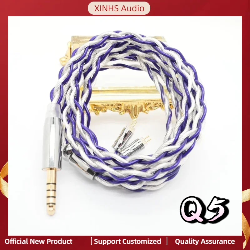 

XINHS Q5 Purple Jade 4 Core Audiophile Upgrade Cable Single Crystal Copper Silver Palladium Plated，Wired Headphone HiFi Cable