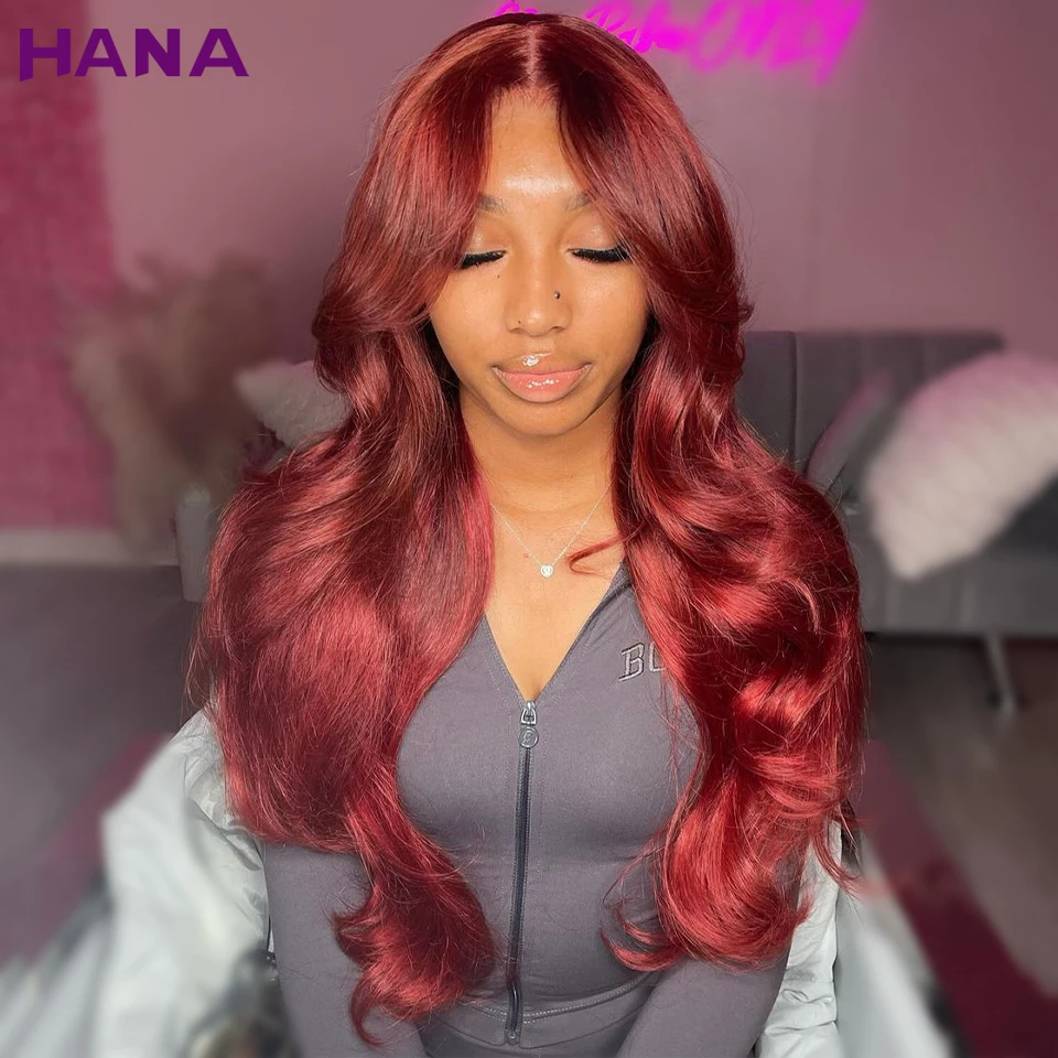 Cooper Red Brown Colored Body Wave Wigs 13x4 Lace Front Wigs PrePlucked Bleached Knots 5x7 Lace Closure Human Hair Wig For Women