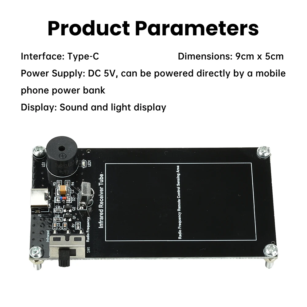 Portable Wireless Remote Control Tester Module Infrared RF Detector Type-C for Home Appliances Garage Doors Electric Vehicles