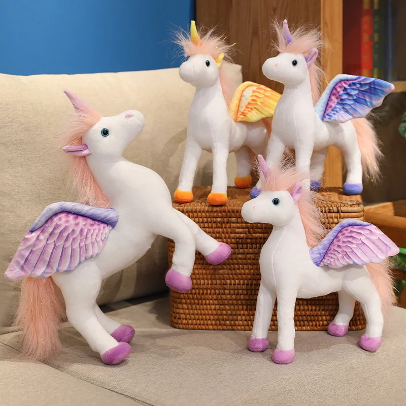 

25cm Angel Simulated Horse Doll, Unicorn Doll, Plush Toy Doll, with Steel Wire Support, Can Be Stopped Independently