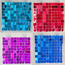 Shiny Square Sequin Backdrop Panel for Wedding Birthday Halloween Christmas Party Background Wall Decor Shimmer Backdrop Curtain