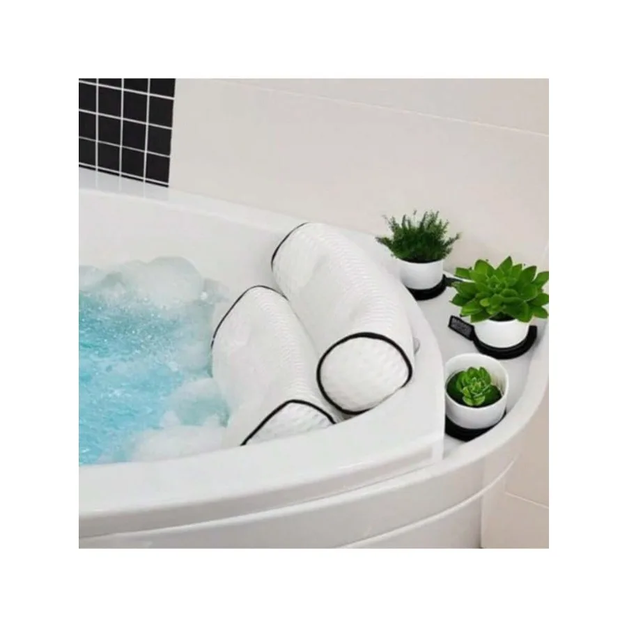 

XAPY Luxury Bath Pillow For Tub 6 Strong Sucn Cups 4D Breathable Mesh Headrest Cion Batub Pillow For Head And Neck Supp Ing A A