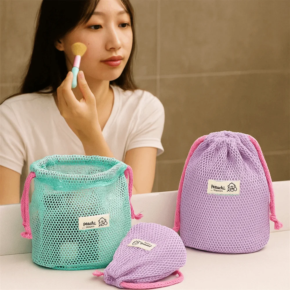 ドーパミンカラードローストリング収納バッグ大容量メッシュポータブルトイレタリーバッグコインパースメイクアップポーチバッグ小物ポーチ