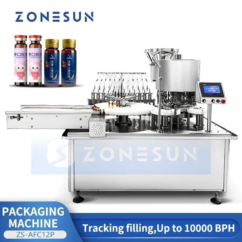 ZONESUN Macchina automatica per riempire e sigillare fiale Attrezzatura per crimpare bottiglie di penicillina ZS-AFC12P